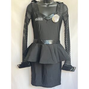 Music Legs Police Woman Halloween Costume Sexy Police Dress S/M Badge Uniform
